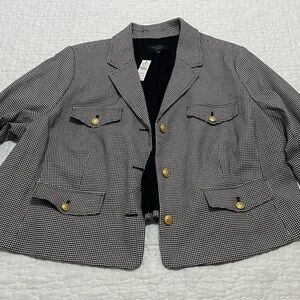 NWT Talbots Black and White Houndstooth Jacket 22 Petite
